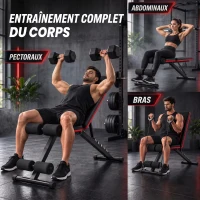 SPORTNOW Banc de Musculation Réglable Pliable Bandes de Résistance Développé Couché Inclinable Déclinable 128x42,5x115cm noir(m-4)