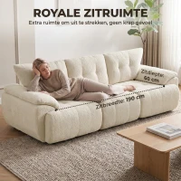 HOMCOM 3-zitsbank 260 cm van chenille, frameloze modulaire bank met extra breed en diep zitvlak en brede armleuningen(m-4)