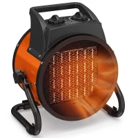 Outsunny Industrial Fan Heater 2800W with Tilting, Electric Ceramic Space Heater with Adjustable Thermostat, Handle(m-15)