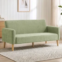 HOMCOM Zweisitzer-Sofa 160 cm, samtiges Gefühl, dick gepolstert, breiter Sitz und Füße aus Gummibaumholz, Grün(m-6)