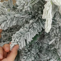 HOMCOM 4ft Prelit Flocked Christmas Tree, Artificial Snow Flocked Spruce with 160 Warm White LED Lights, 8 Modes, Green(m-13)