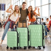 HOMCOM 3-Piece Suitcase Set, Hard Shell Carry On & Checked Luggage Set with TSA Lock, 20/24/28 Inch, Green(m-10)
