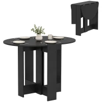 HOMCOM Folding Dining Table,  Drop-Leaf Table with Foldable Leaves for Small Spaces, Kitchen, Dining Room, Black(m-13)