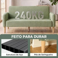 HOMCOM Sofá de 2 Lugares 160 cm em Veludo com Acolchoamento Espesso Assento Largo e Pés em Madeira de Seringueira Verde(m-7)