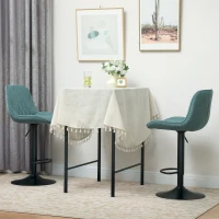 HOMCOM Set of Two Linen-Look Bar Stools - Blue(m-10)