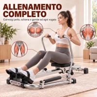 HOMCOM Vogatore Pieghevole, 4 Livelli di Resistenza e Display, Acciaio e ABS, 129x70x70 cm(m-4)