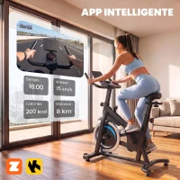 SPORTNOW Vélo d'Appartement Vélo Biking Connecté avec App Zwift et Kinomap Magnétique Silencieux Écran LCD 98 x 57 x 120 cm Noir(m-4)