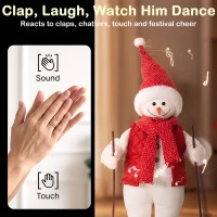 HOMCOM 2ft Singing Skiing Santa Claus, Standing Christmas Animated Santa Figure with Ski Board, Poles, Sound/Touch Activated(m-5)