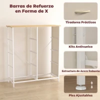 HOMCOM Cajonera de Tela Cómoda con 8 Cajones 4 Bolsillos Laterales 2 Ganchos y Estructura de Acero Beige(m-7)