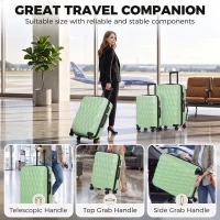 HOMCOM 3-Piece Suitcase Set, Hard Shell Carry On & Checked Luggage Set with TSA Lock, 20/24/28 Inch, Green(m-9)
