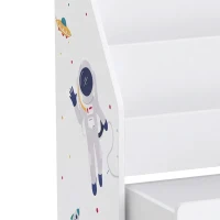 AIYAPLAY Kids Bookshelf, Montessori Inspired Childrens Bookcase with Moveable Drawer, 3-Tier Bookshelf for 3-8 Years, White(m-11)