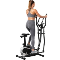 HOMCOM Bicicleta Elíptica con Resistencia Magnética Ajustable de 8 Niveles Bicicleta de Fitness con Sillín Regulable Pantalla LCD Pulsómetro y Soporte para Móvil para Casa Gimnasia 103x62x151 cm Negro(m-12)