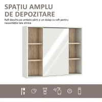 HOMCOM Dulap cu Oglindă din MDF și PAL cu 3 Rafturi Laterale și Raft Reglabil la Interior, 60x14,5x49,4 cm(m-8)