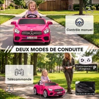 AIYAPLAY Voiture Électrique Enfants 12V Mercedes-Benz SL500, 3-5 km/h, 2 Moteurs, Télécommande 2,4G, pour 3-5 Ans, Rose(m-6)