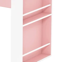 AIYAPLAY Bureau et Chaise pour Enfant 2 Pièces, Ensemble Table d'Activité, Tiroir, Bibliothèque pour Dessin, Lecture, Blanc Rose(m-13)