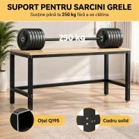 HOMCOM Cadru Picioare pentru Masă din Oțel, Structură Monobloc, Stil Industrial, Capacitate 250 kg, 150x50x81.5 cm, Negru(m-4)