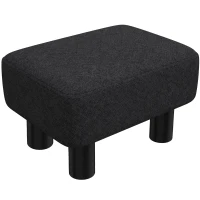 HOMCOM Linen Fabric Footstool Ottoman Cube with 4 Plastic Legs, Black(m-12)
