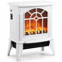 HOMCOM Freestanding Electric Fireplace, Electric Log Burner w/ LED Flame Effect, Overheating Safety System, 1000W/2000W, White(m-14)