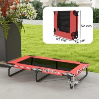 PawHut Portable Raised Dog Bed, Elevated Pet Cot with Breathable Mesh for Indoor Outdoor, for Large Dogs, Red(m-3)
