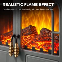 HOMCOM Freestanding Electric Fireplace Stove Heater with LED Fire Flame Effect Grey(m-4)