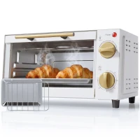 HOMCOM Mini Oven, 9L Countertop Electric Grill, Toaster Oven with Adjustable Temperature and Timer, 750W, White(m-15)