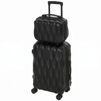 HOMCOM 2-Piece Luggage Set, ABS Hard Shell Carry On Suitcase Set with TSA Lock, Spinner Wheels, 12/20 inch, Black(m-15)