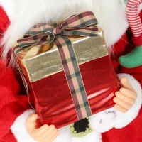 HOMCOM 4ft Singing Dancing Santa Claus, Standing Christmas Animated Santa Figure with Elf, Gift Box, Sound/Touch Activated(m-11)