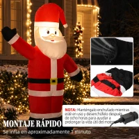 Outsunny Papá Noel Hinchable de Navidad 150 cm con Acabado Aterciopelado Bolsa de Almacenaje Decoración Navideña para Exterior(m-5)