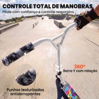 SPORTNOW Trotinete Acrobática para Truques com Plataforma em Alumínio, Rolamentos ABEC-7, Rodas 100 mm e Guiador 360°, Branco(m-7)