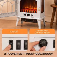 HOMCOM 3-Sided Glass Electric Fire Fan Heater, Electric Fireplace Stove Freestanding Log Burner with Flame Effect, White(m-5)