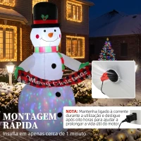Outsunny Boneco de Neve Insuflável de Natal 205 cm com Luzes LED e Música para Jardim, Pátio, Terraço e Casa(m-5)