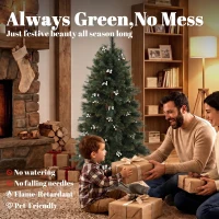 HOMCOM 5ft Artificial Christmas Tree, Fir Hinged Xmas Tree with 490 Branch Tips, Foldable Metal Stand, Easy Assembly, Green(m-4)