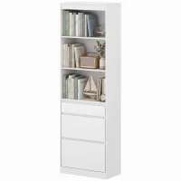 HOMCOM Bookcase with Drawers Adjustable Shelves Book Shelf for Study Living Room White(m-15)