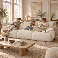 HOMCOM 3-zitsbank 260 cm van chenille, frameloze modulaire bank met extra breed en diep zitvlak en brede armleuningen(m-15)