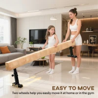 HOMCOM 7.5ft Adjustable Balance Beam, Gymnastics Beam with Wheels, Gymnastics Equipment for 6+ Years Old Training(m-6)