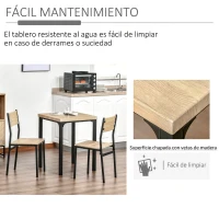 HOMCOM Conjunto de Mesa y 2 Sillas de Comedor de 3 Piezas para Espacios Pequeños para 2 Personas Carga 120 kg Madera Natural(m-6)