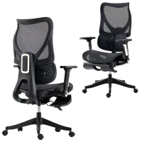 HOMCOM Scaun de birou ergonomic cu suport pentru picioare și mesh respirabil, negru(m-8)