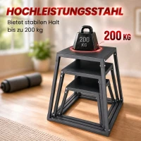 SPORTNOW Plyo Box Set van 3 30,5/45,8/61 cm, stapelbare stalen sprongboxen tot 200 kg(m-7)