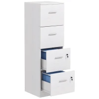 HOMCOM Schubladenschrank für Schreibtisch mit 4 Schubladen, abschließbar, verstellbare Leisten für A4- und Letter-Formate, 40x42x130,8 cm, Weiß(m-8)