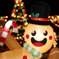 Outsunny 9.8ft Giant Christmas Inflatable Gingerbread Man Side-Lying, Outdoor Blow Up Christmas Decoration with LEDs, Bag(m-10)