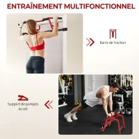 SPORTNOW Barre de Traction Porte et Pompes au Sol Sans Perçage Pull Up Bar 2 en 1 150 kg Sécurité Anti-Chute 96x45x27cm Rouge(m-4)