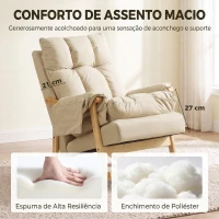 HOMCOM Cadeirão de Baloiço em Leathaire com Bolsos Laterais e Pés em Madeira de Seringueira, Bege(m-5)