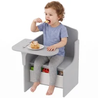 AIYAPLAY Kids Table and Chair Set, Children Desk and Chair with Storage Bins for Playing, Reading, Painting, for Ages 3-5, Grey(m-13)