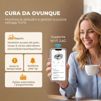 PawHut Lettiera Gatto Autopulente Controllo App WIFI, Design Aperto, Contenitore Rifiuti 10L, Gatti 1.5-8 kg(m-6)