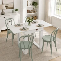HOMCOM Folding Dining Table Under-Table Storage Extendable Kitchen Table Steel Rail White(m-9)