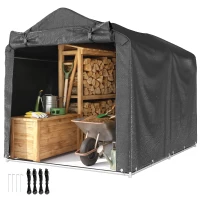Outsunny 2.2 x 1.6 m Garden Storage Tent, Waterproof Anti-UV Bike Tent with Roll-up Zipper Door, Galvanised Outdoor Storage Shelter Carport for Bike, Motorbike, Garden Tools, Dark Grey(m-11)