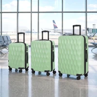 HOMCOM 3-Piece Suitcase Set, Hard Shell Carry On & Checked Luggage Set with TSA Lock, 20/24/28 Inch, Green(m-2)