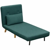 HOMCOM 3-in-1 slaapfauteuil, uitklapbare fauteuil met bedfunctie, verstelbare click-clack-rugleuning, poten van rubberhout, donkergroen(m-12)