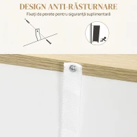 HOMCOM Bufet de Bucătărie cu 2 Uși, Raft Reglabil, 2 Sertare și 3 Compartimente Deschise, 106x30x81,2 cm, Alb(m-6)