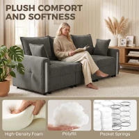 HOMCOM 3 Seater Sofa with Lift-Up Storage, 228cm Comfy Velvet Couch with Wide Deep Seat, Dark Grey(m-4)